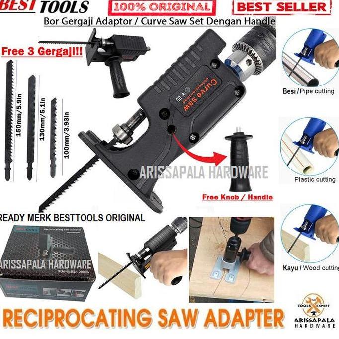 Supertool- Gergaji Mesin Adapter Jigsaw - Gergaji Mesin Adapter Reciprocating Jigsaw Adaptor Bor Ke 