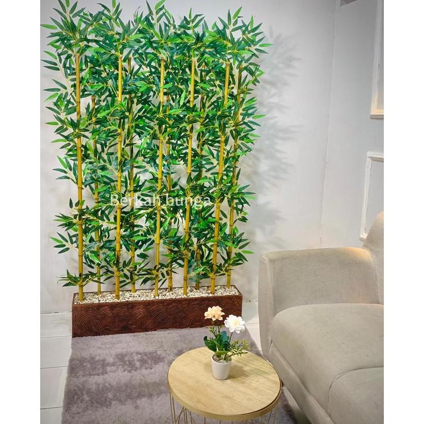 Promo pohon bambu partisi artifcial plastik T.170cm P.100cm penyekat ruangan hiasan dekorasi rumah  