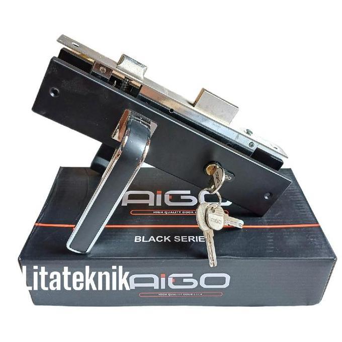 mz_fiktra - kunci pintu besar premium full black besar handle pintu besar komplit aigo kunci  pintu 