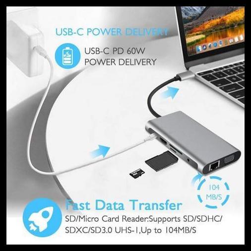 DISKON EASYIDEA PORTABLE USB TYPE C HUB 10 IN 1 HDMI HB3004 - GRAY 