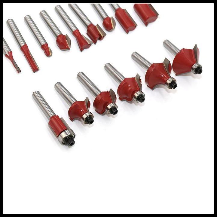 DISKON MATA ROUTER BIT KAYU SET 15PC 8MM / MATA TRIMER / MATA PROFIL KAYU 