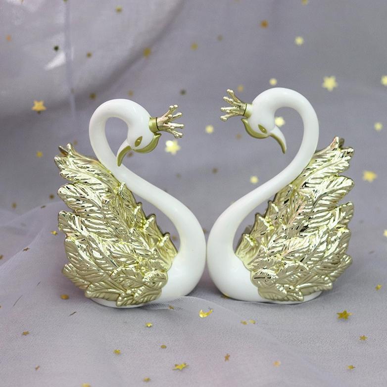 Promo Sepasang Angsa Gold / Silver Hiasan Flaminggo Pajangan Angsa / Pajangan Sepasang Angsa