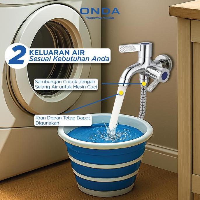 ONDA Kran Cabang 2 K-TUL 1/2 In Kran Shower 2 Cabang Kran Cabang 2 Toilet Chrome Keran Anti Bocor An