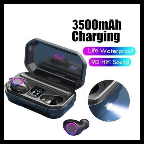 GRATIS ONGKIR QJ EARPHONE TWS BLUETOOTH 5.0 + CHARGING CASE - BLACK