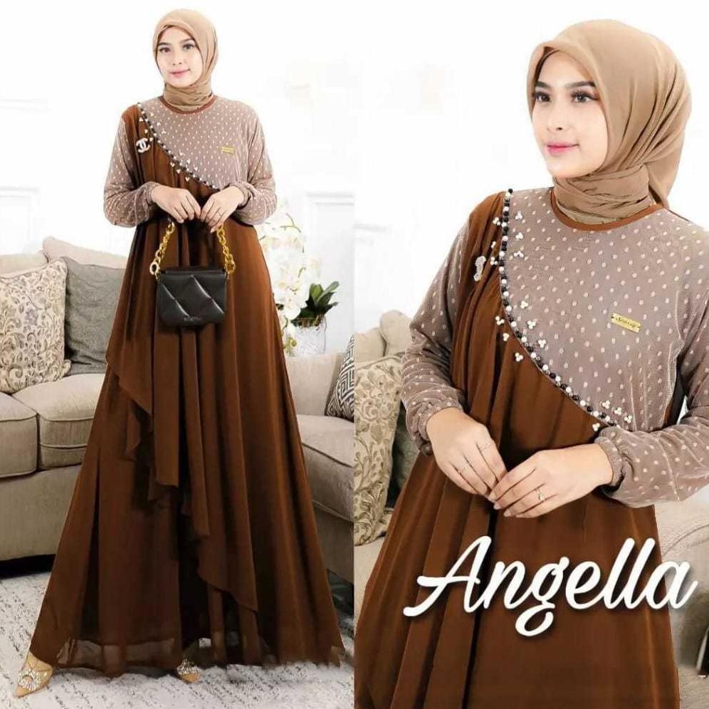 FREE ONGKIR DRESS GAMIS KONDANGAN ANGELLA TILLE DOT BAHAN CERUTI LD140 130 JUMBO TERBARU M L XL 2XL 