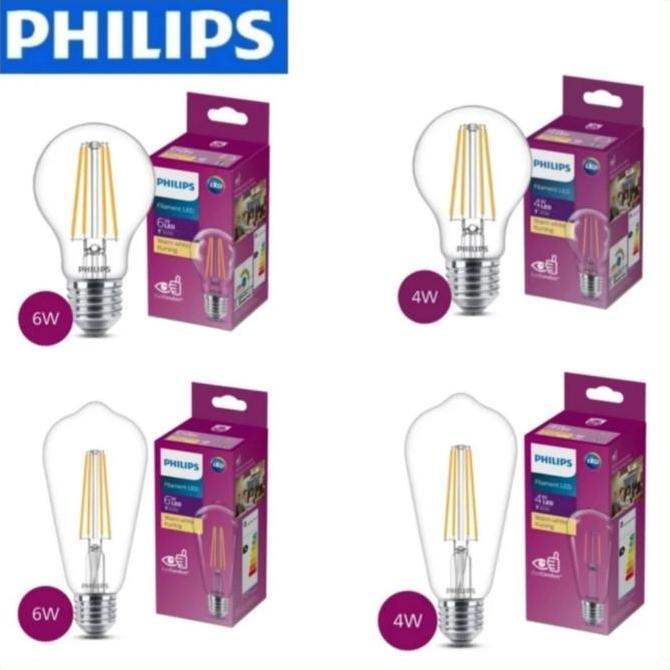 Lampu Philips Led Classic Filament Led Eye Comfort Warm White Kuning