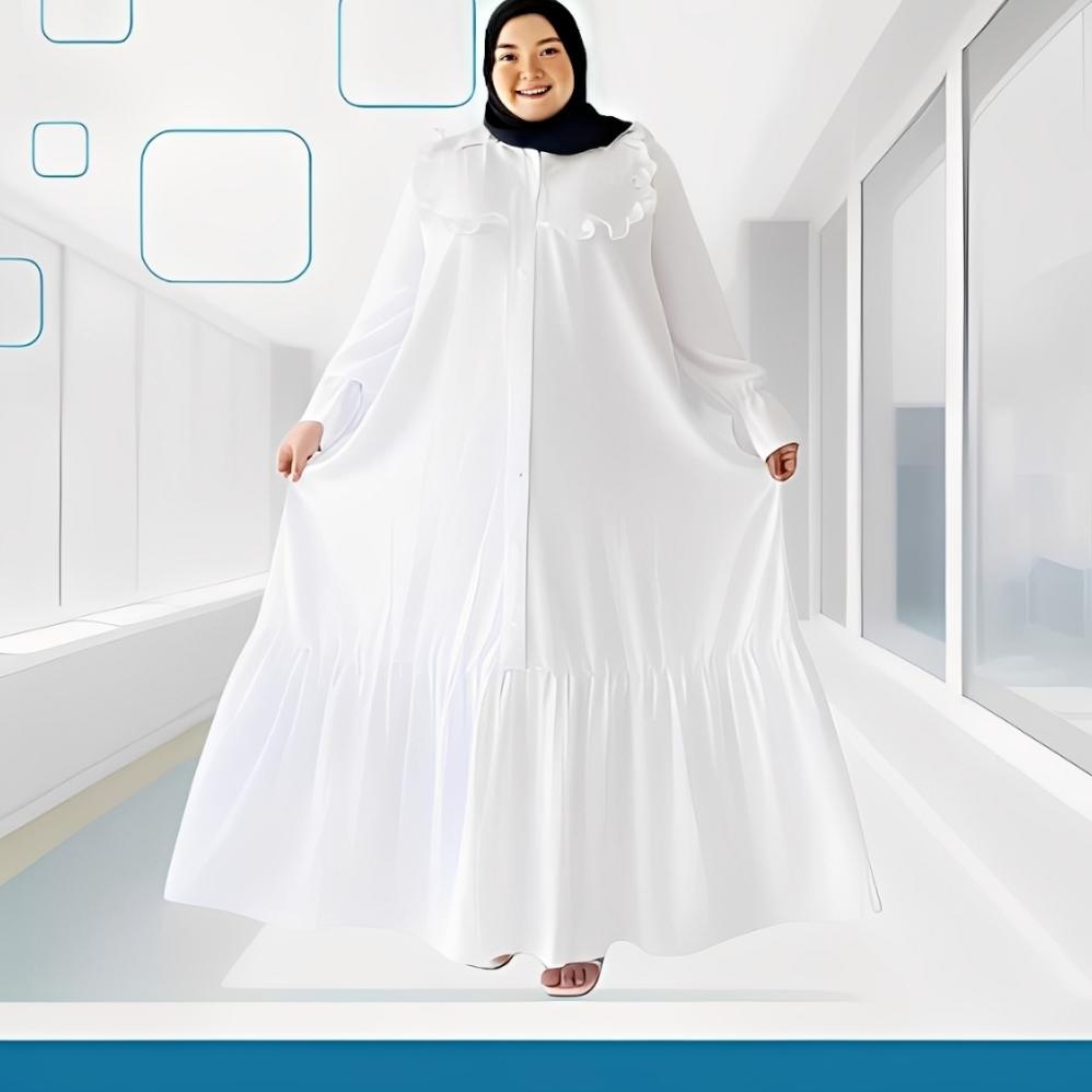 DISKON GAREDE - GAMIS JUMBO LD 120 130 140 150 CRINKLE PREMIUM ABAYA PUTIH MEWAH SYARI TERBARU LEBAR