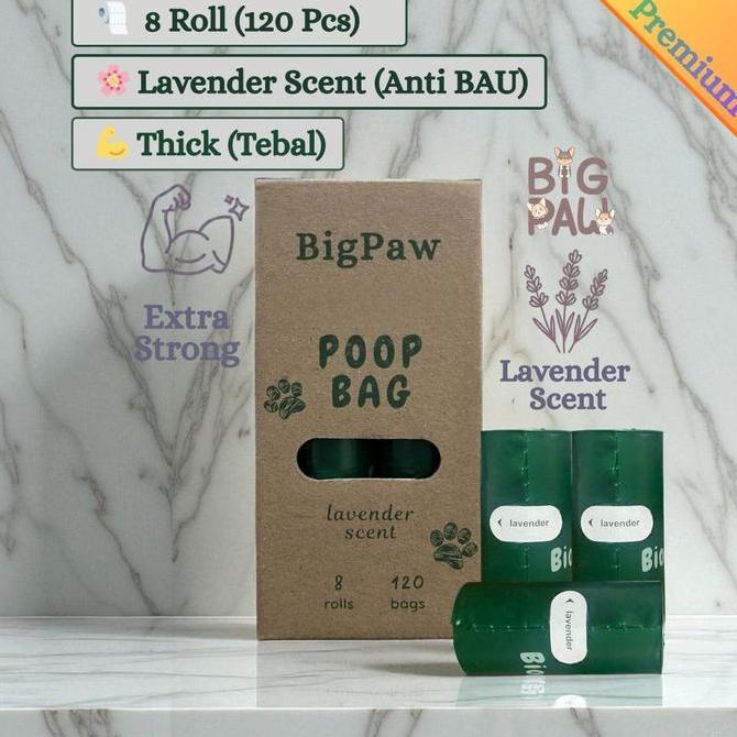 BigPaw Poop Bag Thick Tebal Lavender Scent 120 pcs | 8 roll | Anabul Poop Bag | Plastik Diaper | Pla