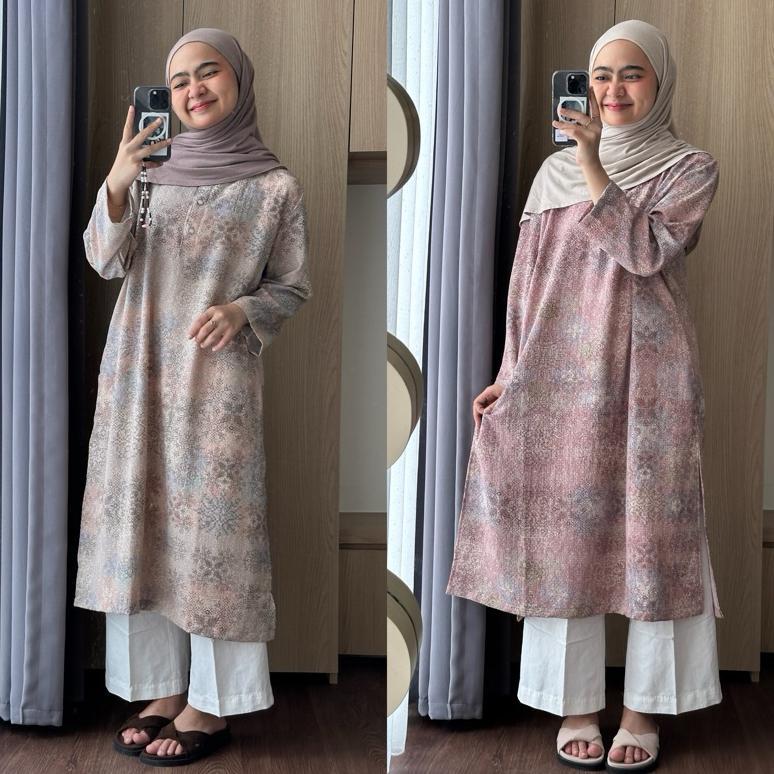 DISKON OUTERRES - MOIRA TUNIK | ATASAN TUNIK LEBARAN BORDIR MOTIF POLOS WANITA