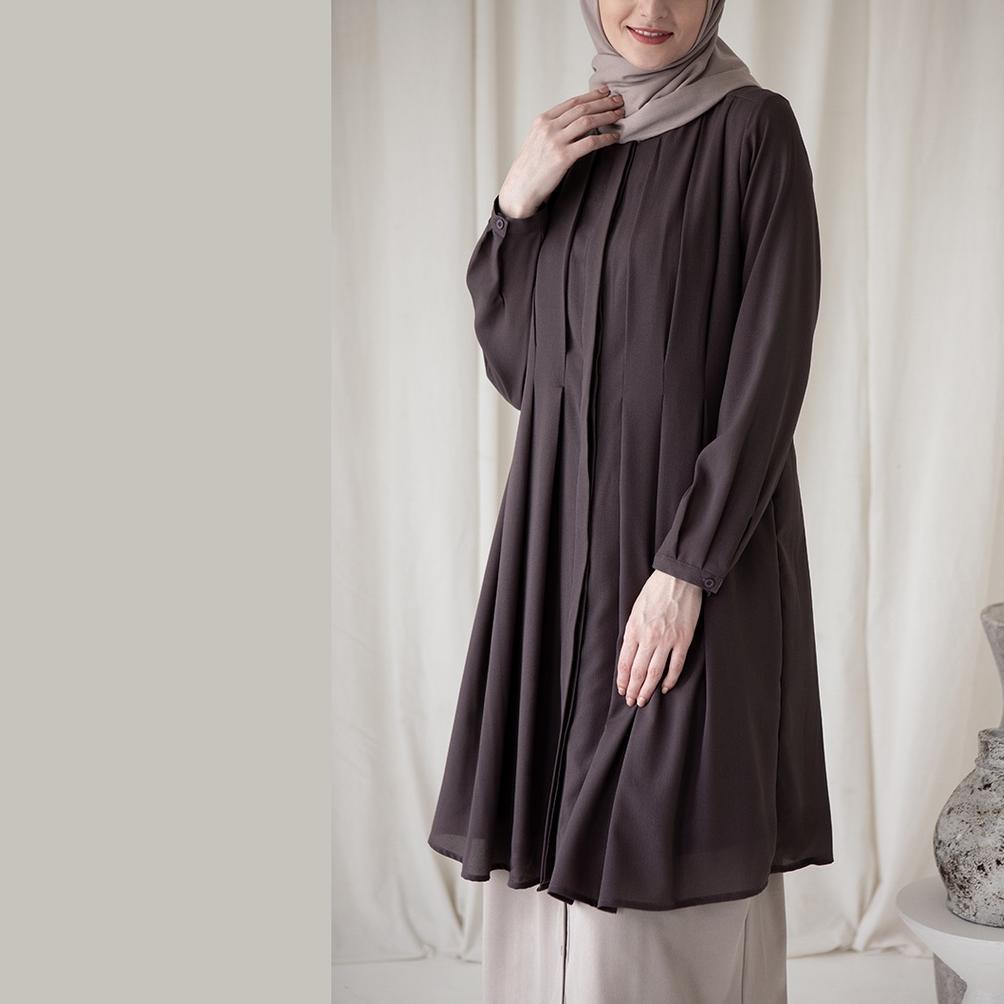 DISKON DANANTYA BY ASKA LABEL - TUNIK WANITA PANJANG WARNA BIRU DUSTY, ABU GELAP, PUTIH LENGAN PANJA