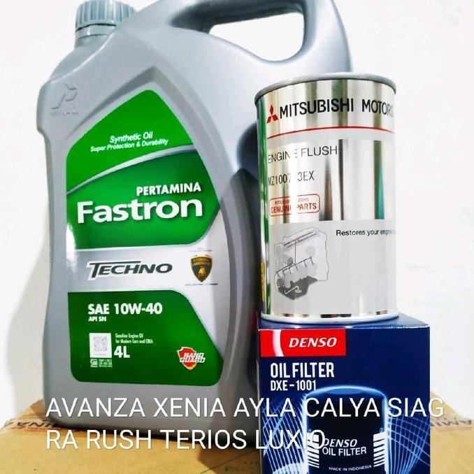 PAKET OLI PERTAMINA FASTRON TECHNO HIJAU GALON 4L ORIGINAL + FILTER OLI + ENGINE FLUSH UNTUK AVANZA 