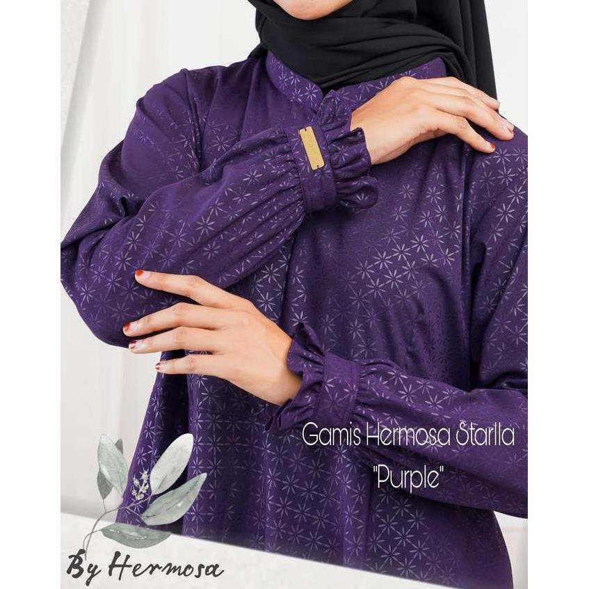 DB8 >> [Gamis hermosa]Gamis hermosa wolfis embos motif starla ungu tua-gamis syari busui premium umb