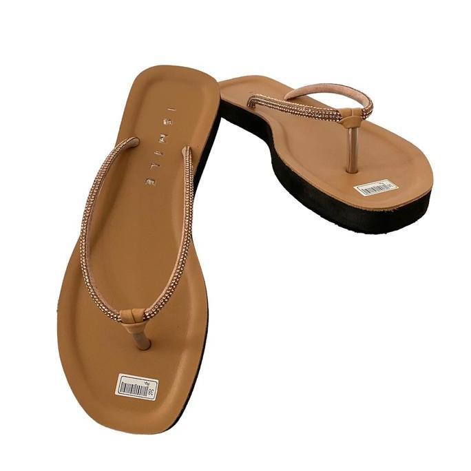 Terpopuler- Sandal Wanita Jepit Mutiara Karet Sendal