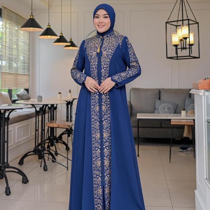 Instancodbisa- Anisa Dress Set Hijab Bordir Gamis Kondangan