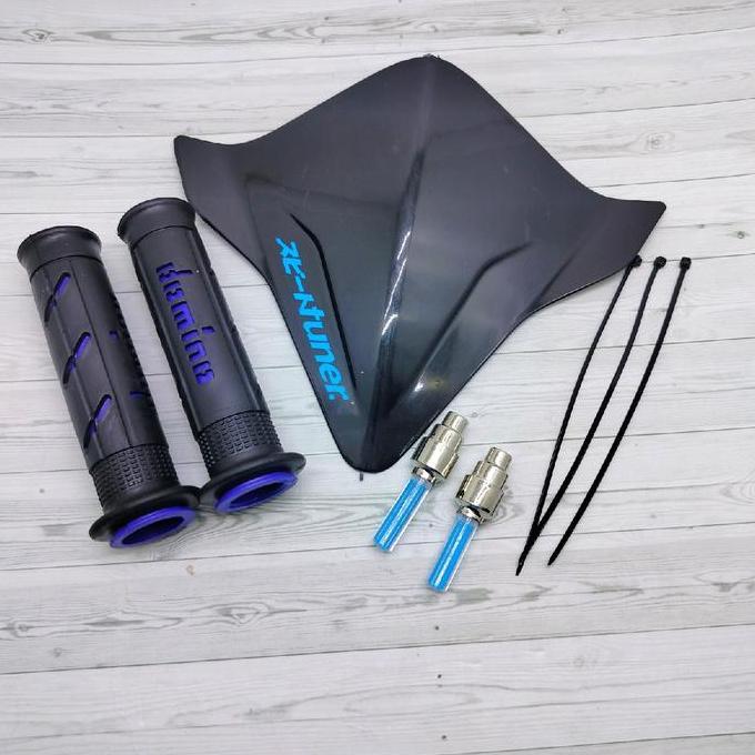 Genastala - paket visor sepedah bmx beat deluxe+ hangrip sisik+tutup pentil ban nyala free tali ties