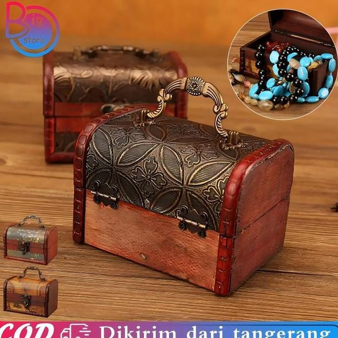Tempat Perhiasan Kayu Gaya Retro Kotak Perhiasan Dari Kayu Serbaguna Kotak Kayu Perhiasan Box Perhia