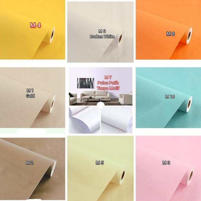 Lansungkirim- Walpaper Wallpaper Wall Paper Sticker Stiker Dinding Tembok Tanpa Motif Polos Putih Hi