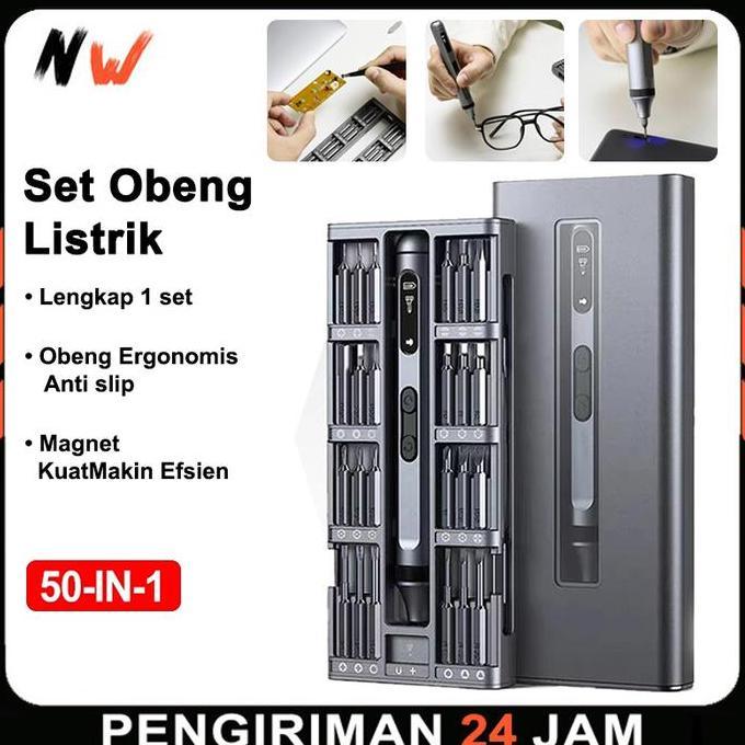 JUPRISYAHPU - OBENG LISTRIK 50 IN 1 [FAST CHARGING TYPE-C] - SET PERKAKAS LENGKAP DENGAN MATA BOR & 