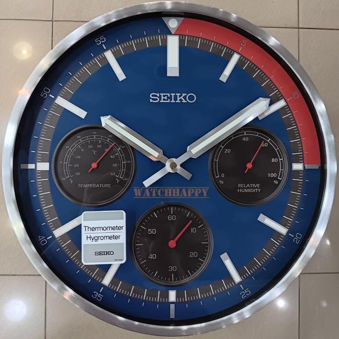 Jam Dinding SEIKO ORIGINAL QXA822S Temperature Humidity Silent QXA822 PEPSI