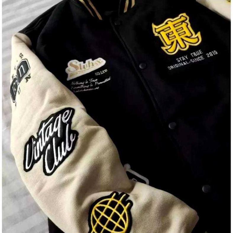 100% AMAN Jaket Varsity Baseball Original FULL BORDIR - Jacket Bomber Premium Pria wanita New Arival