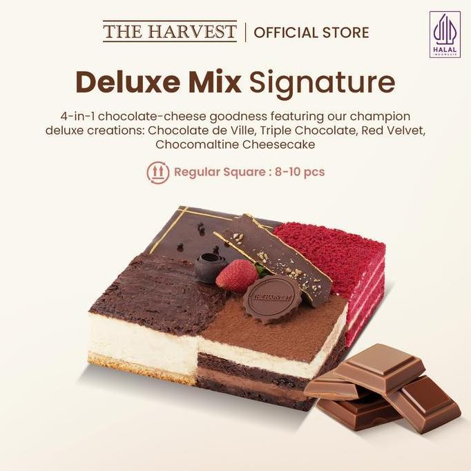 Deluxe Mix Signature Regular Square | Kue Ulang Tahun Rasa Dengan Pilihan 4 Rasa Coklat Dan Keju Pre