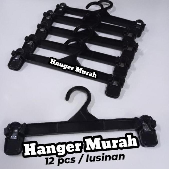 Willgo- Hanger Jepit Celana Dewasa Ukuran 20.Cm 25.Cm 30.Cm. Warna Hitam Perlusin 12 Bh