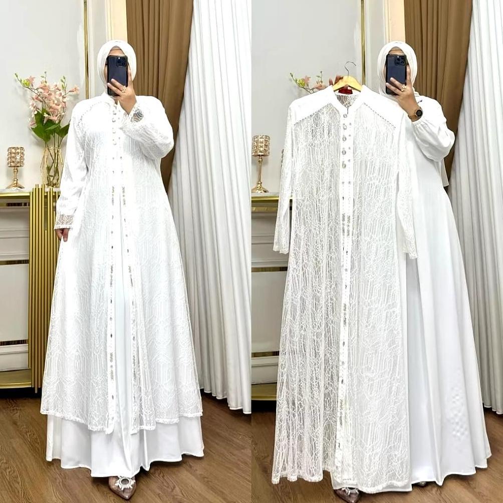 BEST SELLER GAMIS JUMBO WANITA TERBARU VIOLLA SET DRESS BL BAHAN CERUTY BABY DOLL MIX BRUKAT APLIKAS