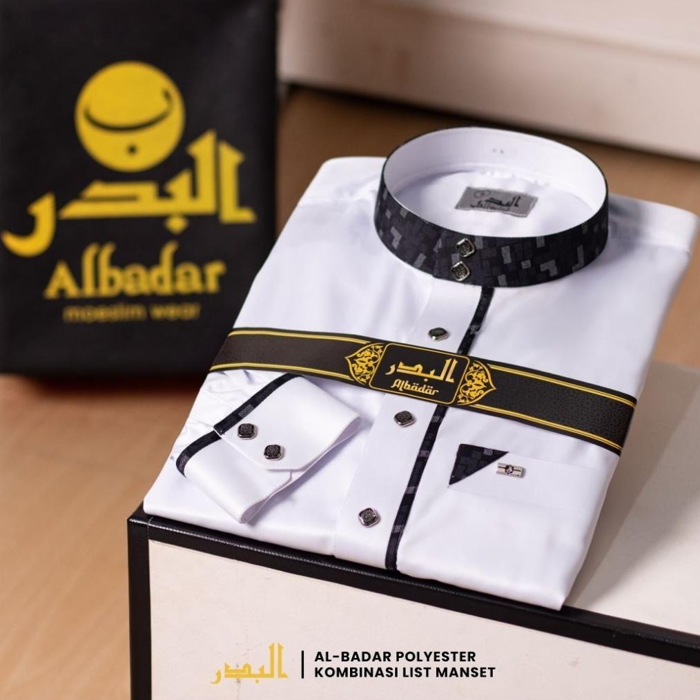 ORIGINAL JUBAH ALBADAR POLYESTER KOMBINASI LENGAN MANSET MOTIF KEREN JUBAH PRIA GAMIS DEWASA JUBAH A