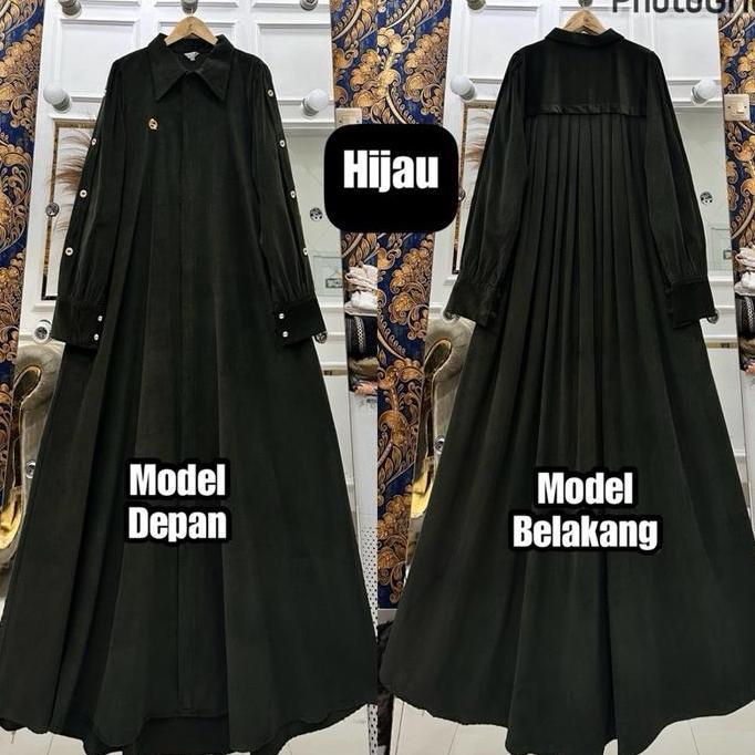 Hokywoi- Queenasyari - Ghina Dress (Hanya Gamis) Gamis Jumbo Baby Cordoray Ld 110-140 Cm Gamis Wanit