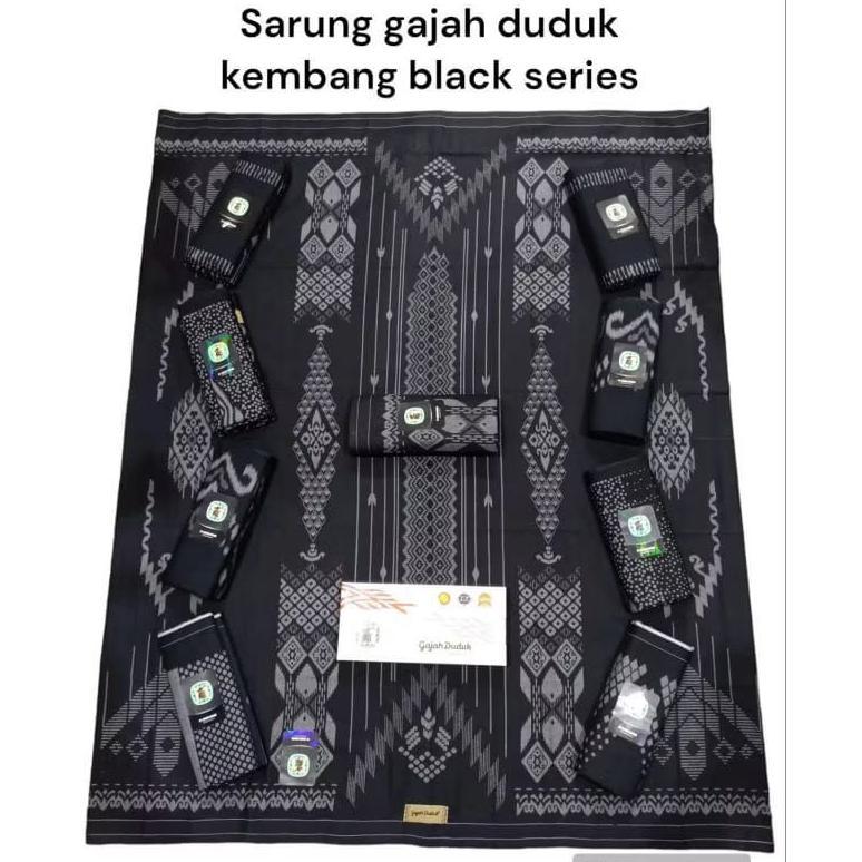 PREMIUM SARUNG GAJAH DUDUK ASIA KEMBANG BLACK SERIES/ KHUSUS HITAM