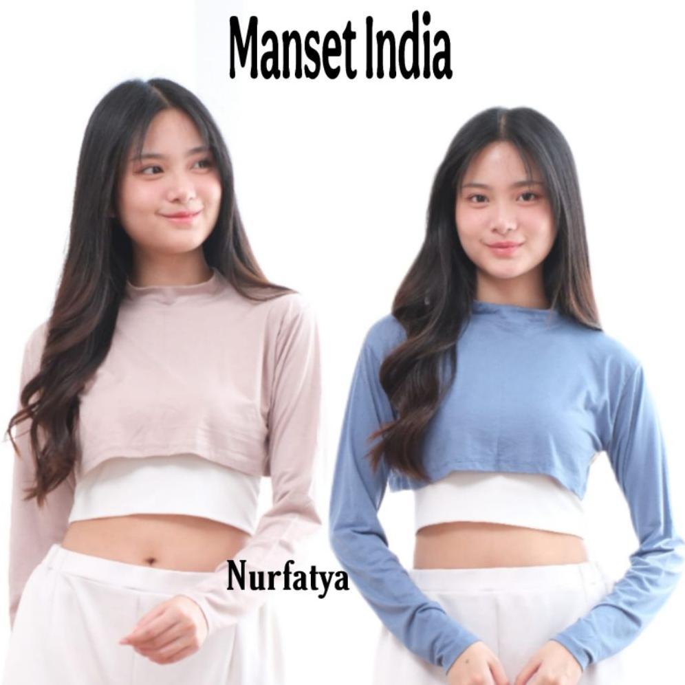 Manset India Crop Top Setengah Badan Lengan Panjang