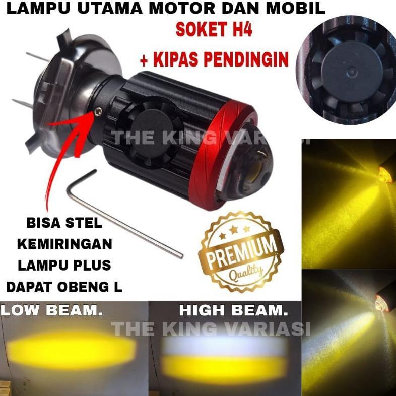 LAMPU UTAMA MOTOR SOKET H4 LASER PLUS KIPAS PREMIUM/ LAMPU DEPAN H4 LASER LED / LAMPU UTAMA MOTOR H4