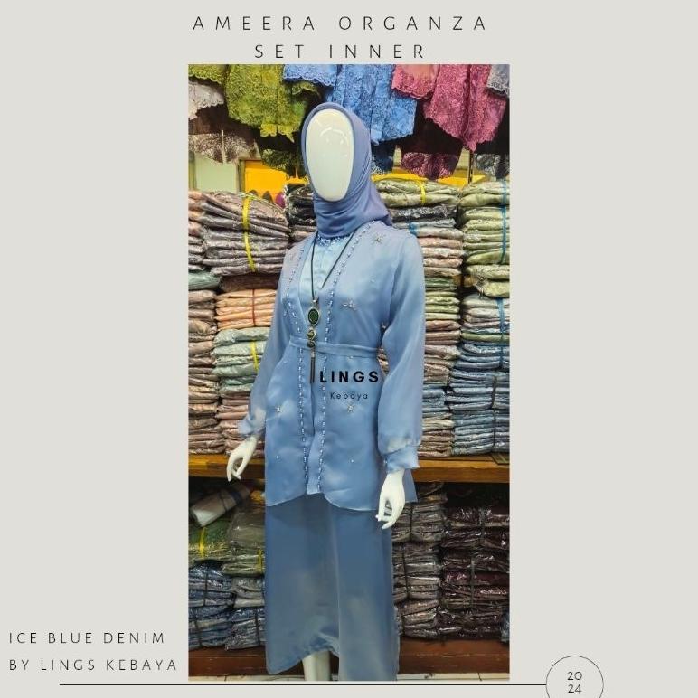 Bridesmaid Dress Kondangan Muslim Organza Outer Set Inner Busui Sage Green Nude Mauve Taro Blue Deni