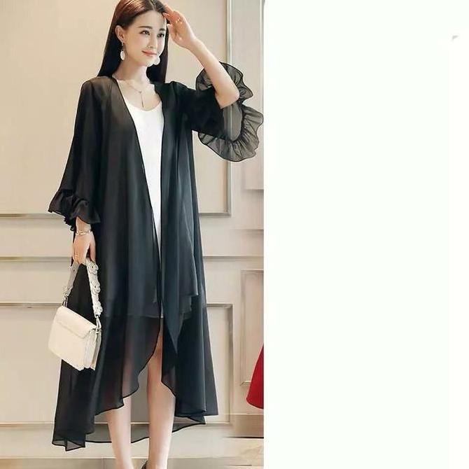 DN41 >> Long outer transparan / Outer korean style / cardigan wanita / outer pantai