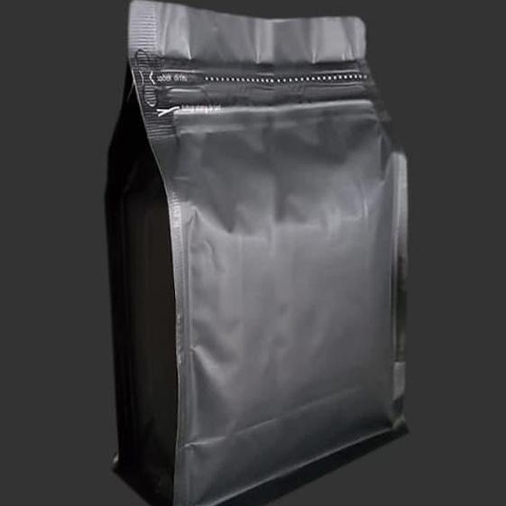 FLAT BOTTOM 2000 2kg kopi 1000g 1kg BLACK HITAM kemasan coffee bag zip