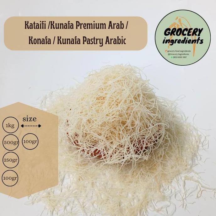 Adonan Pastry Parut Kataifi 1kg untuk Kunafa, Baklava, dan Hidangan Timur Tengah, Kemasan 1 Kilogram