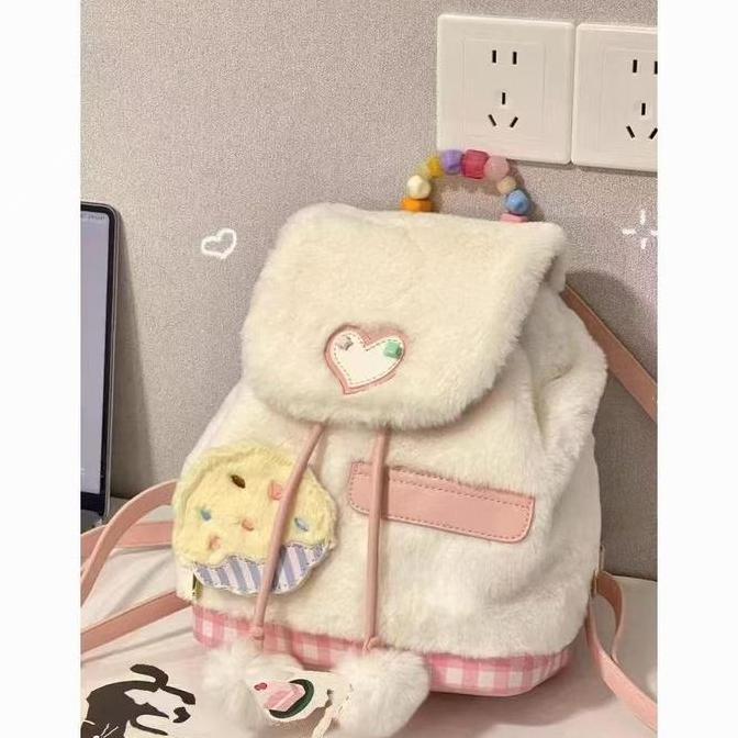 Tas ransel wanita lucu import korea/Tas sekolah Bulu unik wanita import lucu/tas sekolah backpack