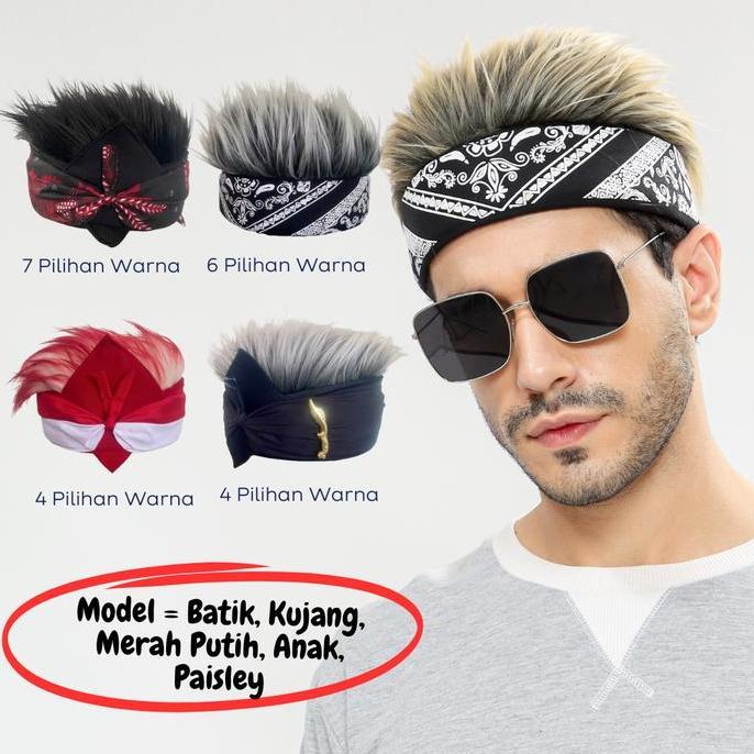Caps- Topi Rambut Topi Udeng Modern/Blangkon/Udeng Rambut Bulu Korea Sintetis Keren