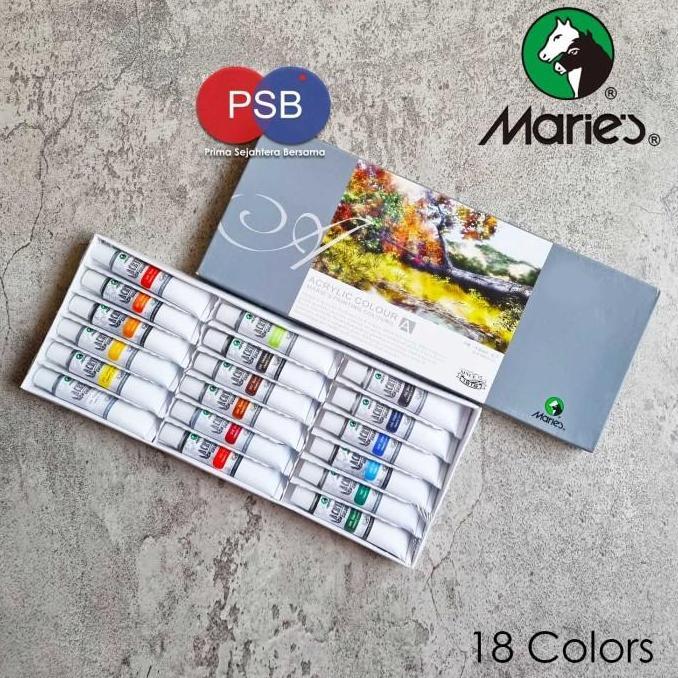 Cat Akrilik Maries set 18 warna / Maries Acrylic set 18 colors