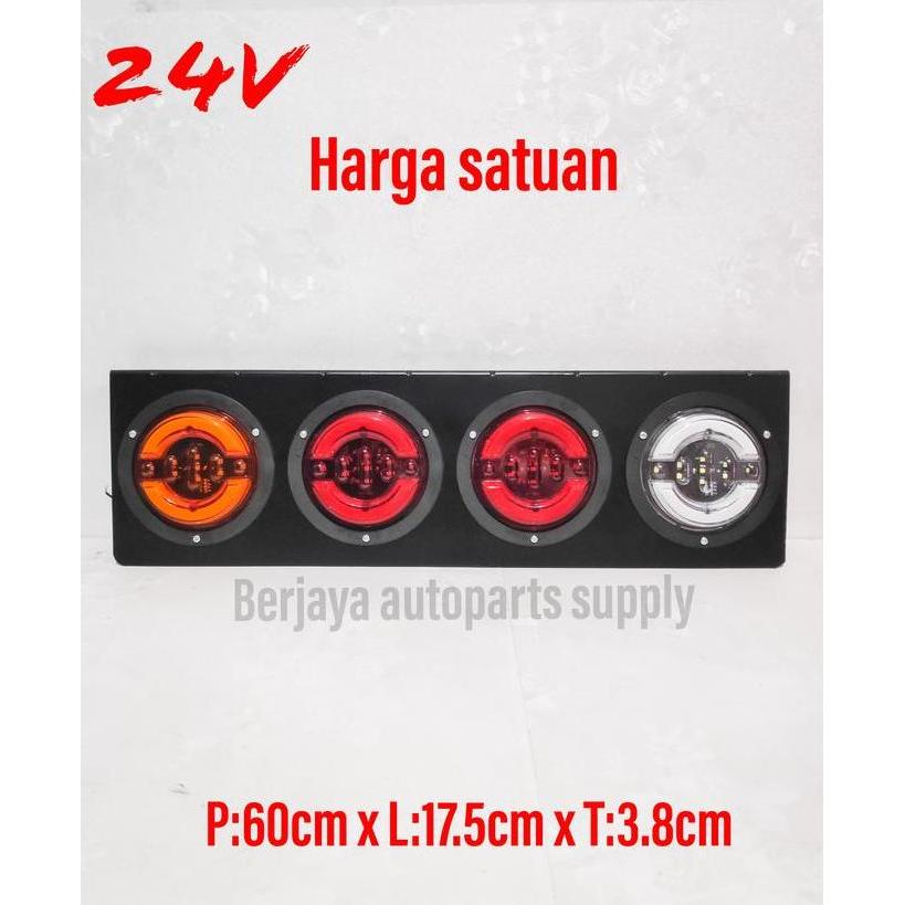 LAMPU REM STOP LAMP 4 LED BULAT BELAKANG VARIASI 24V UNIVERSAL TRUK