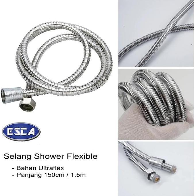 Paket Kran Esca Shower Type E504 Handshower Selang Holder Dan Kran Cabang Air Plastik Keran