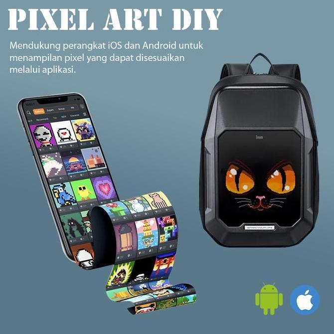 Cyberbag Smart Backpack With LED Pixel I Tas Ransel LED Smart Bag Pixel Art DIY RGB Wateroof