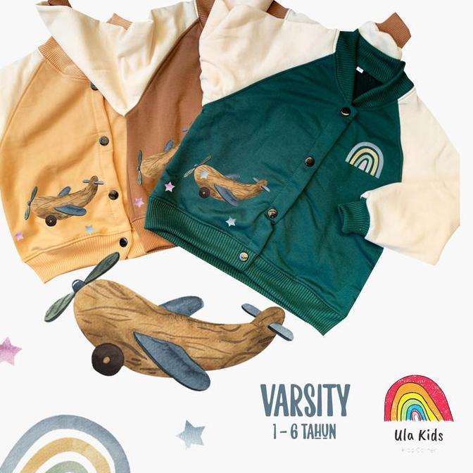IN36 - Varsity Jacket Baseball Anak Ula Kids 1 - 6 Tahun Rainbow aircraft