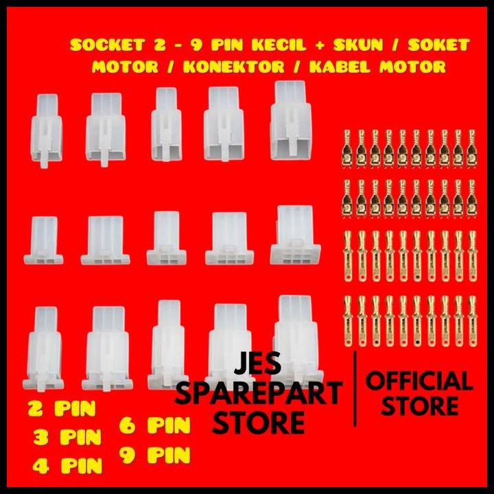TERLARIS SOCKET 2 - 9 PIN KECIL + SKUN / SOKET  MOTOR / KONEKTOR / KABEL MOTOR !!!