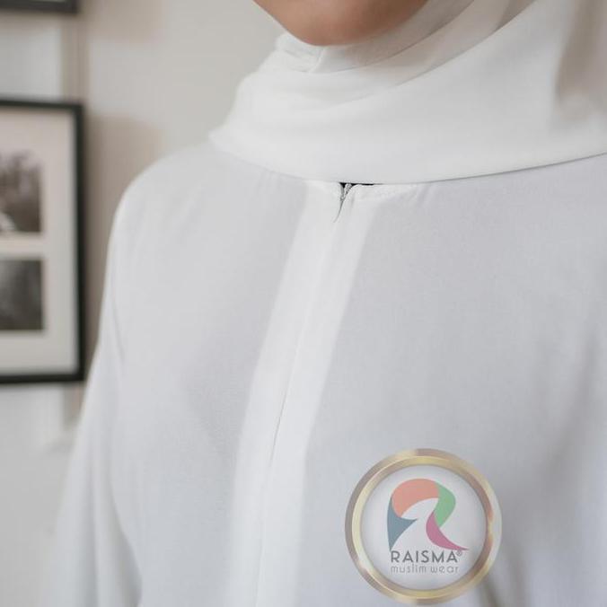 Raisma - Zubaidah Gamis Putih Syari Model Pecah12 Ceruti Jilbab Ceruti Jilbab Muslim Simple