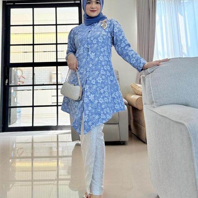 Kebaya Aziza Kebaya Wisuda & Pesta Baju Kondangan Brokat Setelan Wanita Bahan Adem Elegan Ukuran M L