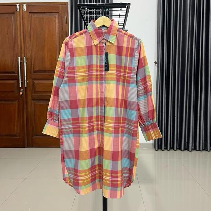 Tunik wanita motif kotak Ld 110-120-130-140