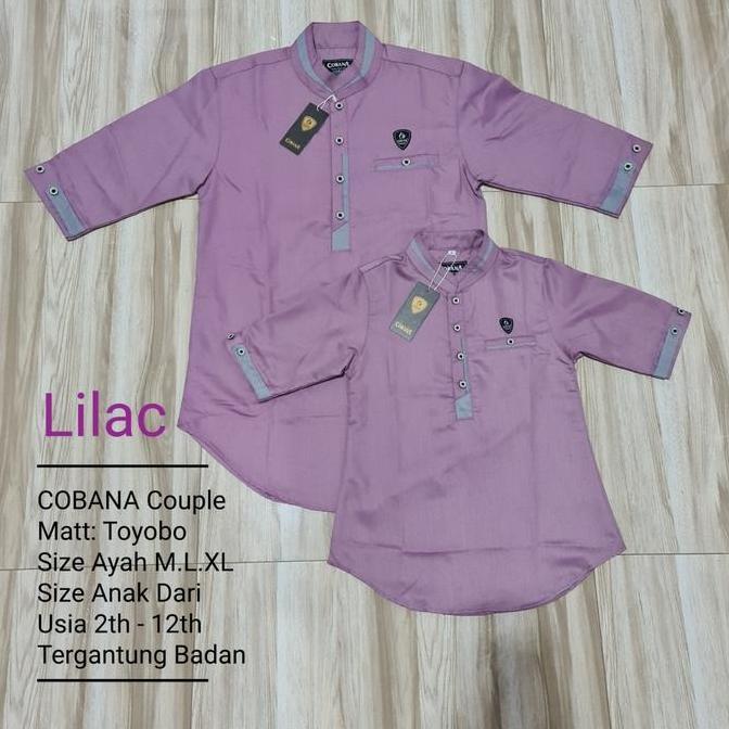 Baju Koko Couple Ayah dan Anak Warna Lilac/Purple/Ungu Muda Toyobo