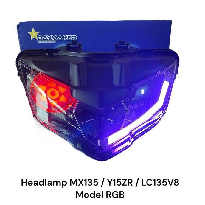 Promo lampu depan mx new 135 v8 2022 mx king 150 rgb daymaker / headlamp / refletor set mx 135 mx ki