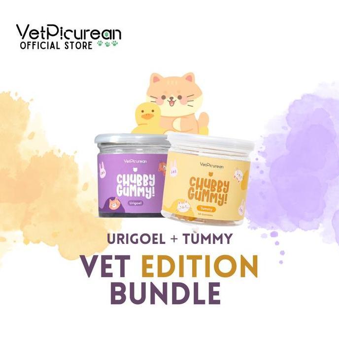 TERMURAH - VETPICUREAN Bundle Chubby Gummy Urigoel + Tummy Vitamin Anjing Kucing Pencernaan Saluran 